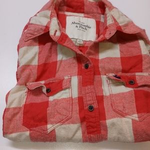 Abercrombie & Fitch Red and White Plaid Button Down Shirt